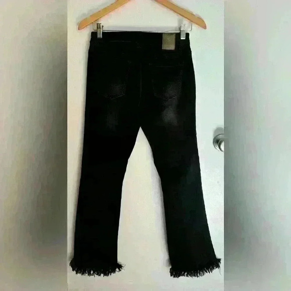 Women’s Peppered Denim black pants fringe ankle hem size 26 zip closure - Picture 4 of 15